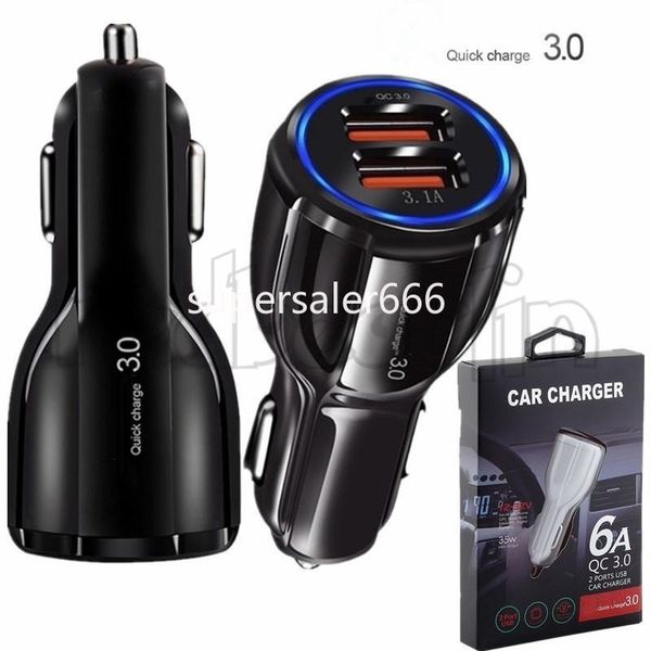 30W QC 3.0 Quick USB C Carregador de carro Portas duplas 6A 18W Adaptador de energia rápido adaptativo PD Type c carregadores de carro para Iphone 11 12 13 14 15 samsung S20 S22 S23 S1