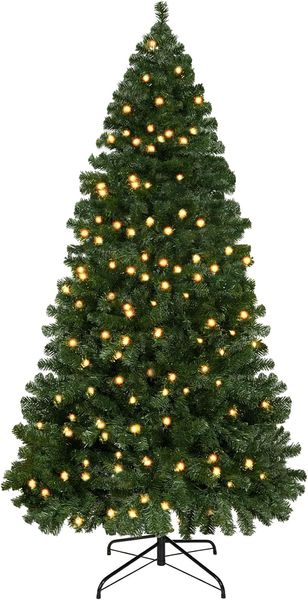 BALEINE Albero di Natale artificiale, Decorazioni per albero di Natale Facile da montare Base pieghevole con cerniera in metallo (6,5 piedi, con luci a LED)