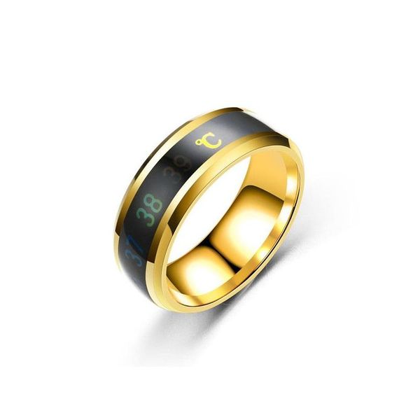 Anéis inteligentes monitor de temperatura termômetro digital sensor corporal casal amantes tamanho adequado titânio entrega gota anel de jóias otxfj
