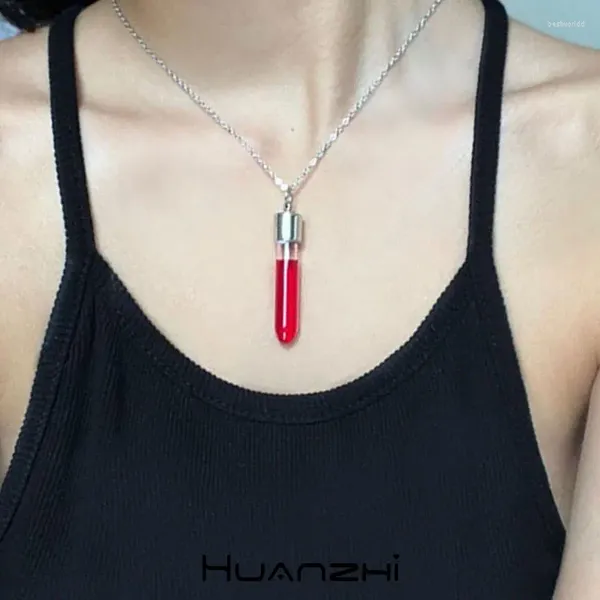 Pingente colares punk gótico vidro falso garrafa de sangue colar para mulheres homens cosplay festa decoração jóias presente huanzhi 2024