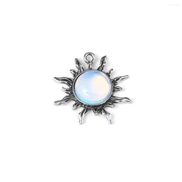 Anhänger Halsketten Natürlicher Halbedelstein Opal Reiki Heilung Schmuck Legierung Sonnenförmig Herstellung DIY Halskette Zubehör Geschenk