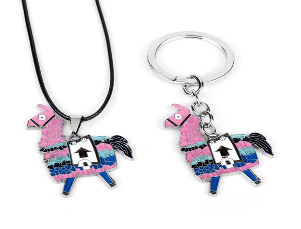 Game Jewelry Supply Lama Emaille Metall Anhänger Halskette Hundemarke Halskette mit Perlenkette für Männer Frauen6305410