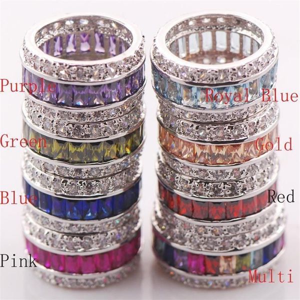 Granat Morganit Rosa Kunzit Blauer Kristall Zirkon 925 Sterling Silber Ringgröße 6 7 8 9 10 11 J190714306r