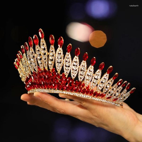 Grampos de cabelo Itacazzo cocar de noiva com tiaras clássicas de coroa de baile de alta qualidade para senhoras vermelhas