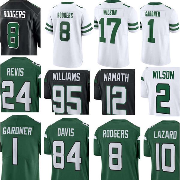 Maglia da calcio personalizzata uomo donna gioventù Joe Namath Joe Klecko Aaron Rodgers Ahmad Sauce Gardner Breece Hall Garrett Wilson Zach Wilson