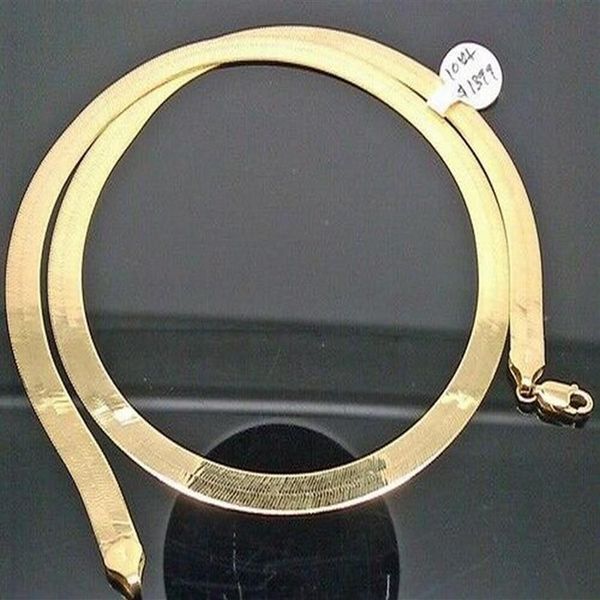 Collana a spina di pesce placcata in oro giallo 10K autentico per uomo donna 18-24 pollici 6mm206x248d