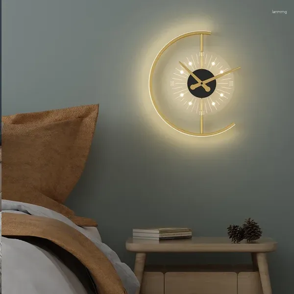 Wandlampe Uhr Moderne Nachttisch Wohnzimmer Hintergrund Gang Korridor Designer Minimalist 2023 Lichtuhr