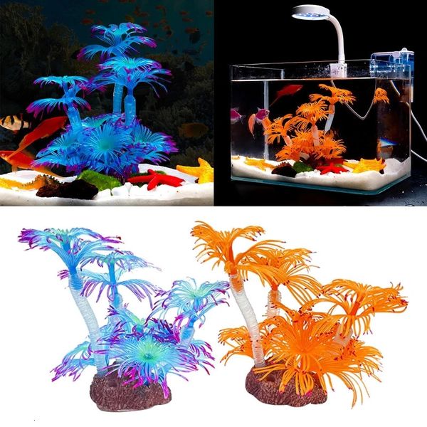 Coral artificial coral para aquários coral ornamentos decoração do aquário simulação silicone coral tanque de peixes plantas decorações 231201