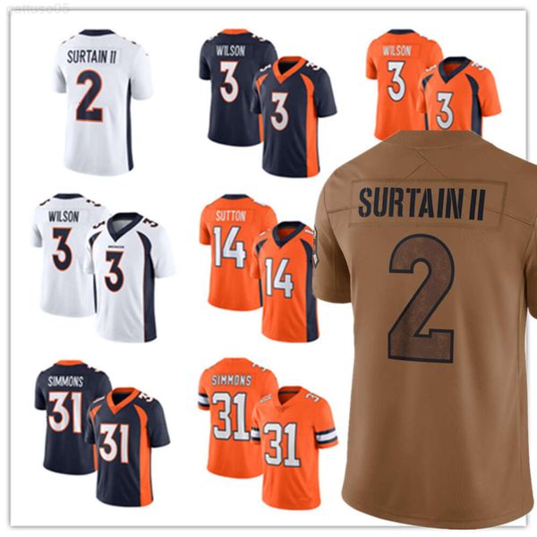 2023 Fußballtrikots 3 Russell Wilson 30 Phillip Lindsay 10 Jerry Jeudy 2 Patrick Surtain II 7 John Elway 14 Courtland Sutton 31 Justin Simmons