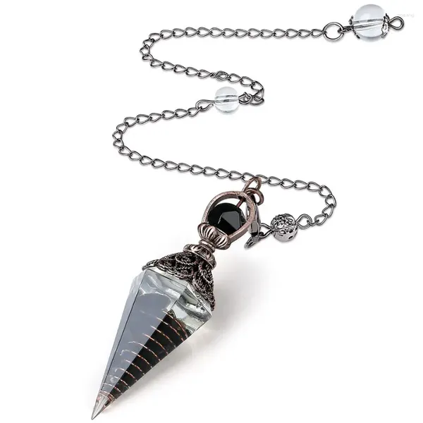 Pingente colares resina cristal pêndulos para radiestesia adivinhação reiki ponto de cura natural pedra chip bruxaria espiritual pendulo x146