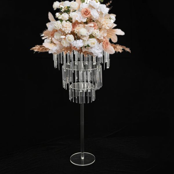 10 pçs acrílico flores suporte claro mesa de casamento peça central 31 polegadas de altura estrada chumbo evento festa casa decoração do hotel