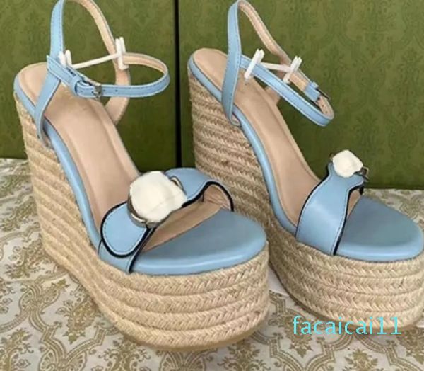 Trendige modische Keilabsatz-Sandalen, Plateau-Espadrille für Damen, Mädchen, Damen, mehrfarbig, Freizeit, j