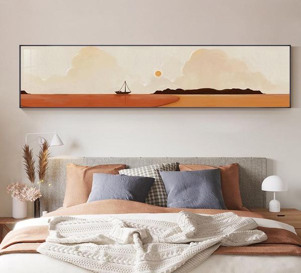 Pinturas Modern Abstract Boat Seascape Poster Impressão Aconchegante Pintura de Lona Decoração de Casa Nordic Kids Room Decoração Fotos Parede Pos4944162