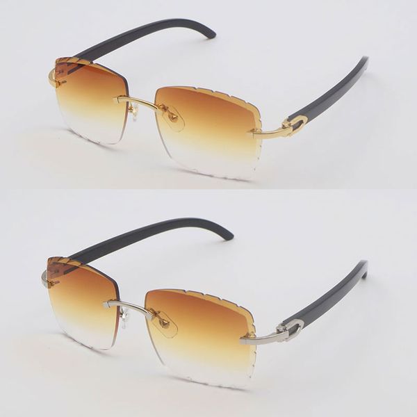 Occhiali da sole senza montatura di lusso Uomo Lentes de Sol Mujer Donna Designer Quadrato grande Nero Corno di bufalo Montature per occhiali da sole per decorazione C Occhiali da sole con lenti a taglio diamantato