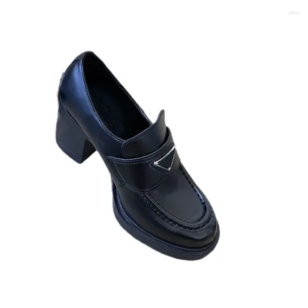 Туфли из натуральной кожи, блестящие туфли на высоком каблуке 8,5 см, роскошные дизайнерские женские лоферы на платформе