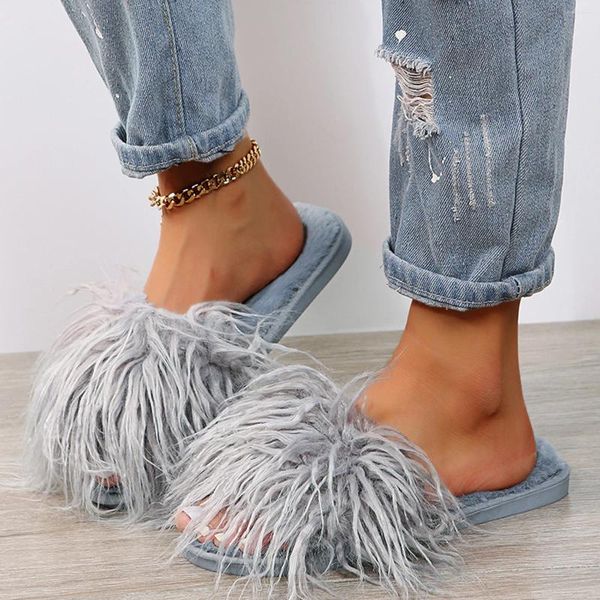 Pantofole piatte caldi a colore aperto di moda cotone H Solid Women's Slipper On For Women