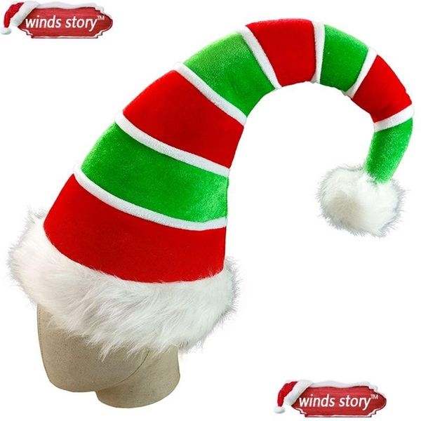 Noel Dekorasyonları 1Pieces ADT Üç-Nasal Uzun Elf Şapkası Noel Baba Kırmızı Yeşil Kostüm Aksesuar Dekorasyonu Noel Dekor Delme Deli Dhynz