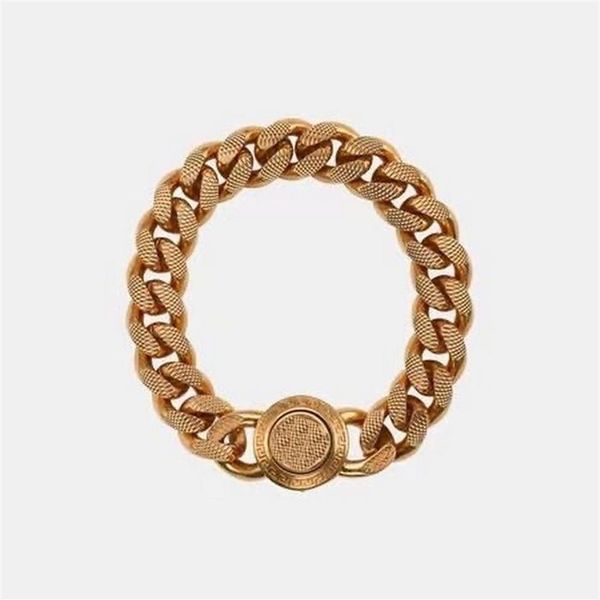 medusa Bracciale a catena dorata grande in ottone placcato oro 18 carati Marchio di lusso per uomo donna braccialetti firmati di alta qualità stile classico link2241