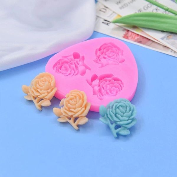 Stampi da forno Stampo per sapone in silicone fiore 3D Fondante rosa per decorazione di torte Produzione di caramelle fatte a mano al cioccolato