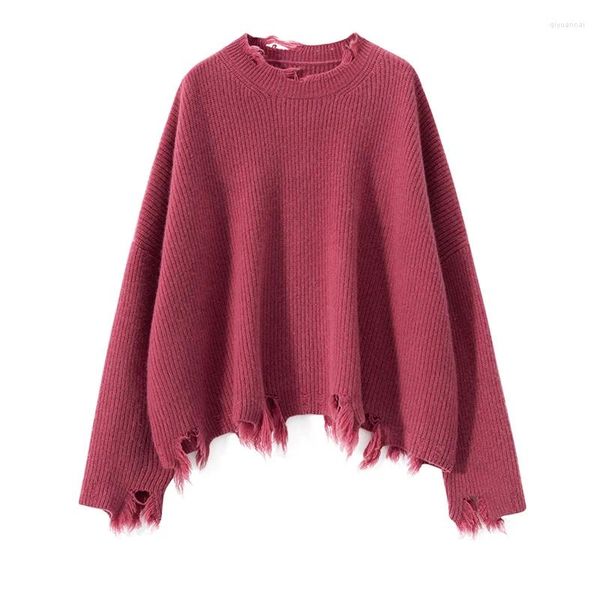 Suéter feminino quente macio o-pescoço baggy jumper puro cashmere oversized suéter feminino 2023 inverno solto pulôver engrossado sws01