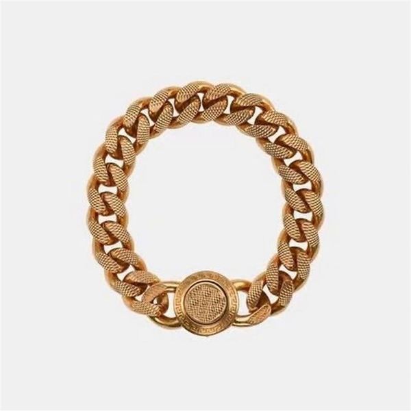 Medusa grande pulseira de corrente dourada 18k latão banhado a ouro marca de luxo para homem mulher pulseiras de designer de alta qualidade estilo clássico link300d