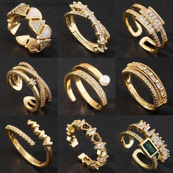 Bandringe Edelstahlringe für Frauen goldplattiert Kubikzirkonia Ring 2023 Trend Luxus koreanische Mode Ästhetik Schmuck Anillos Mujerl231222