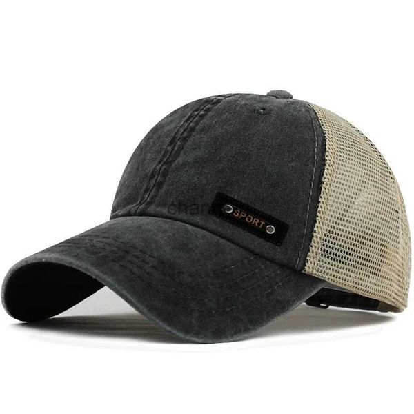 Ball Caps Marka Balıkçılık Yıkanmış Pamuk Mesh Kapağı Erkekler için Gorras Snapback Caps Beyzbol Kapakları Casquette Dad Şapkası Açık Havada YQ231201