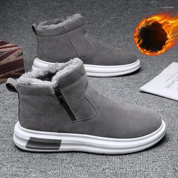 Ботинки, мужская зимняя хлопковая обувь, зима 2024, утепленная, теплая, удобная, в британском стиле, для работы на открытом воздухе, трендовая, повседневная, для путешествий