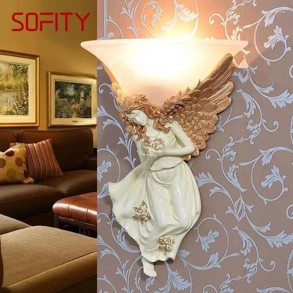 Lâmpadas de parede Sofity Modern Angel Lamp Interior LED Nordic Vintage Creative Resina Sconce Light para Home Sala de estar Quarto Decoração