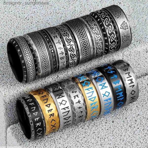 Bandringe Vintage Nordic Viking Runen Keltischer Knoten Serie Edelstahl Damen Herren Ringe Punk Biker Schmuck Kreativität Geschenk GroßhandelL231201