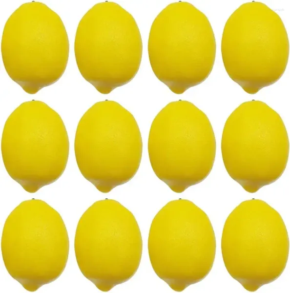 Party-Dekoration, 12 Stück, 9,4 x 6,3 cm, große Kunstkunststoff-gefälschte gelbe Zitronen für Tischschrank-Dekoration, Pografie-Requisite