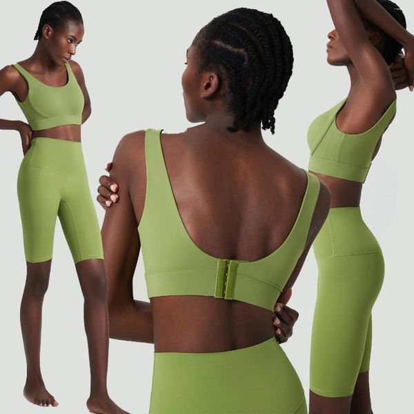 Conjuntos ativos agradável alto impacto cruz volta sutiã cintura compressão biker shorts yoga conjunto para mulheres ginásio fitness