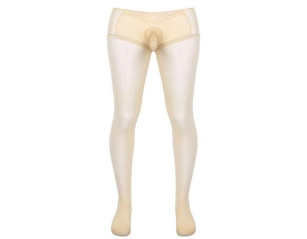 Calzini da uomo039 Calza attillata attillata per collant per uomo sexy Costume lingerie erotica Seethrough Pizzo Patchwork Calze Underwea4600545