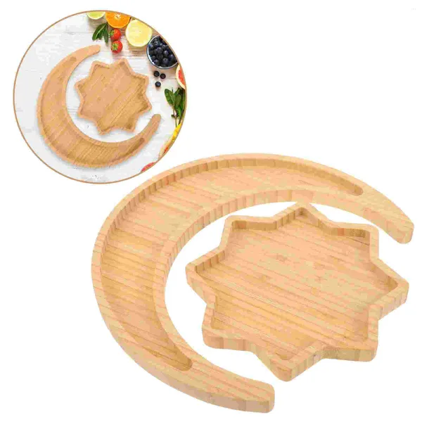 Set di stoviglie 2 pezzi Vestito per bambini Vassoio da portata in bambù Piatto da frutta Piccolo Pane resistente all'usura Bambino Dessert multifunzione