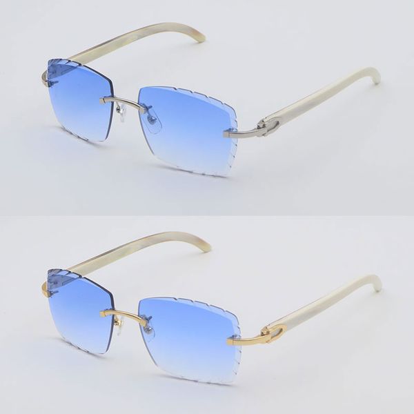 Роскошные солнцезащитные очки без оправы, мужские Lentes de Sol Mujer, женские дизайнерские большие квадратные оригинальные белые солнцезащитные очки из натурального рога, оправа для линз с ромбовидной огранкой, размер 58 мм