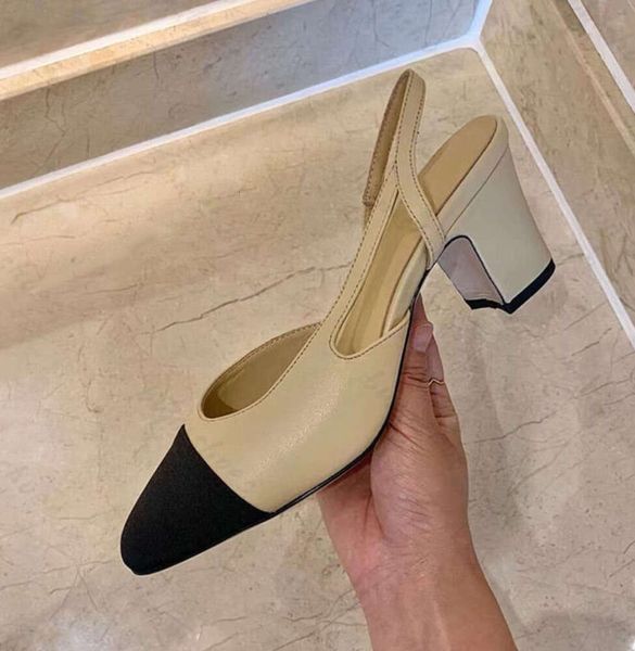 Sandálias passarela bombas de salto alto tênis sapato casamento couro genuíno aberto em formal chunky gatinho salto estilingue vestido sapatos na moda