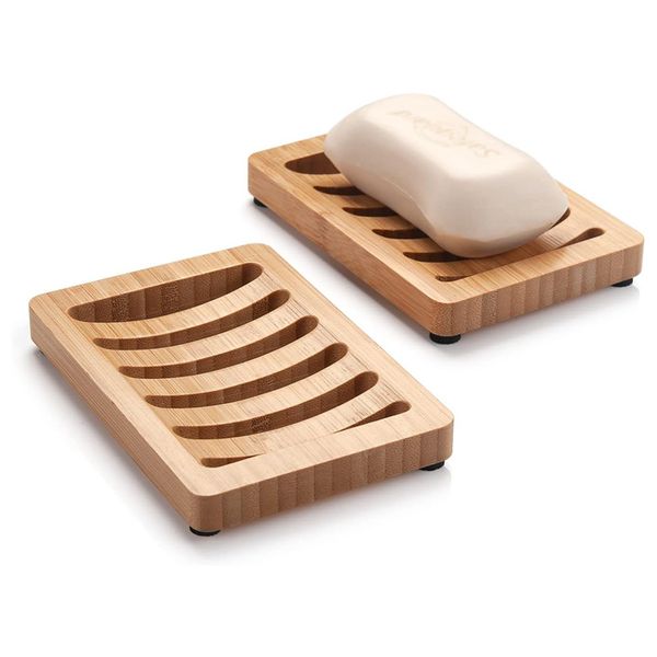 Caixa de sabonete de bambu natural, suporte para sabonete de banho, bandeja de madeira para evitar mofo, drenagem de mofo, ferramentas de banheiro lx6264