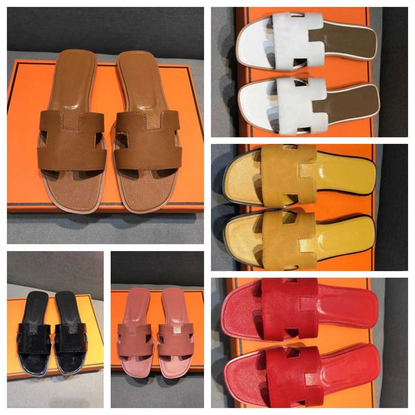 2024 novo designer tamancos chinelos de couro confortável versátil sandálias ao ar livre clássico três cores moda sapatos femininos