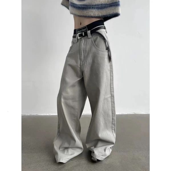 Jeans da uomo REDDACHiC ICON anni '90 Skater Baggy Dragging Floor lungo Denim Grigio Tinta unita Pantaloni larghi casual Pantaloni Uomo Donna Moda 231201