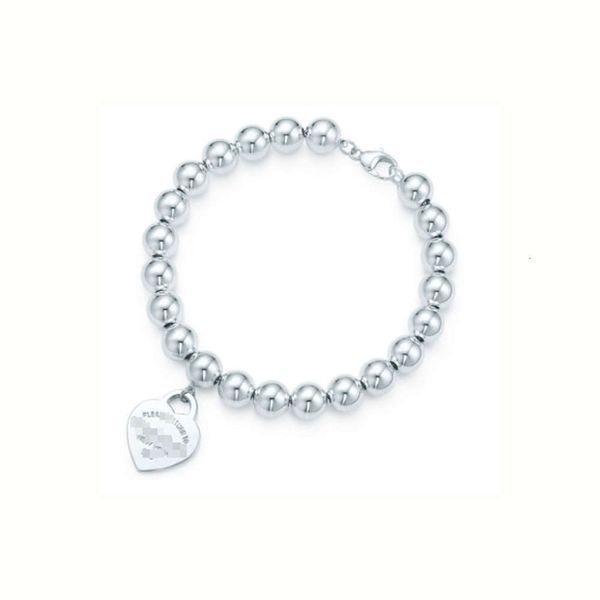 Vendita calda Compleanno Regalo di Natale Scatola blu TF Bracciale tiff di design classico top Moda T Home Argento sterling mm Perlina rotonda Bracciale INS a forma di cuore Amore