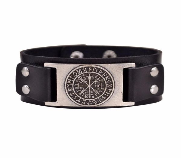 Goccia Viking Vegvisir Bussola Pendenti Bracciale Rune norvegesi Uomo Gioielli Odino Simbolo Bracciale in pelle6427294