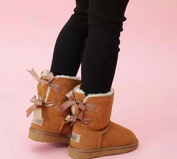 Ug quente crianças botas de neve botas de inverno bailey arco crianças menina menino triplo preto rosa cáqui tornozelo botas g