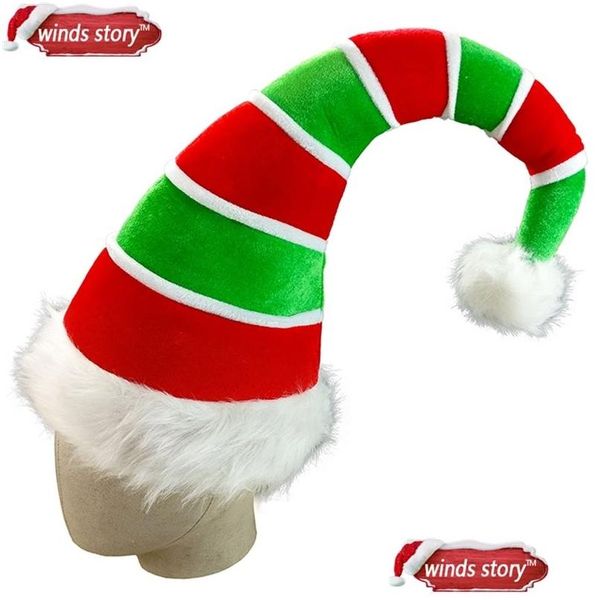 Noel Dekorasyonları 1Pieces ADT Üç-NSional Uzun Elf Şapkası Noel Baba Kırmızı Yeşil Kostüm Aksesuar Dekorasyon Noel Dekor Delme Deli Dhfa9
