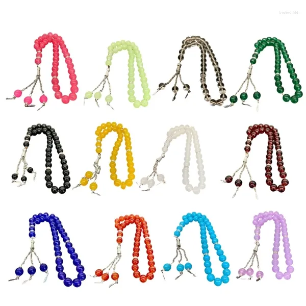 Braccialetti fatti a mano con 33 perline Tasbih Braccialetti a mano con preghiera di cristallo Bracciale con perline per meditazione Rosario Gioielli Accessori religiosi