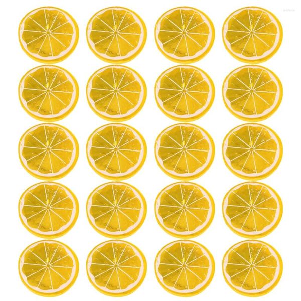 Party-Dekoration, 20 Stück, Mini-Imitat-Scheiben, Esstisch-Obstscheiben, Kunststoff, künstliche Zitronen, getrocknete Orange