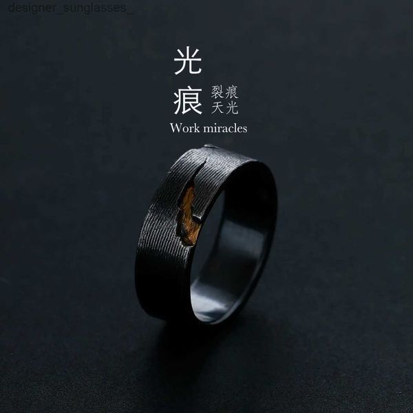Anéis de banda 2022 original novo design high-end atmosfera anel masculino tendência retro único artesanal aberto anel nicho único jóiasl231201