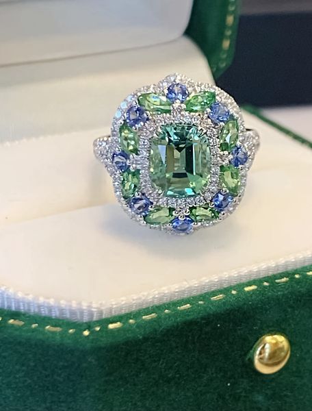 Vintage Emerald Diamond Ring% 100 Gerçek 925 STERLING Silver Party Aly Band Halkaları Kadınlar Erkek Nişan Takı