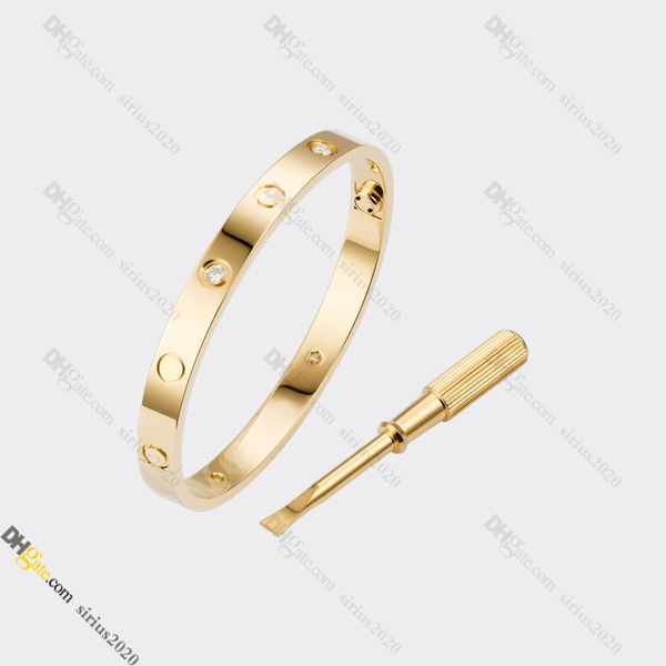 Designer-Armbandschmuck Designer für Frauen Schönes Armband Gold Armband 4 Diamanten Titanium Stahl Armreifen Gold.