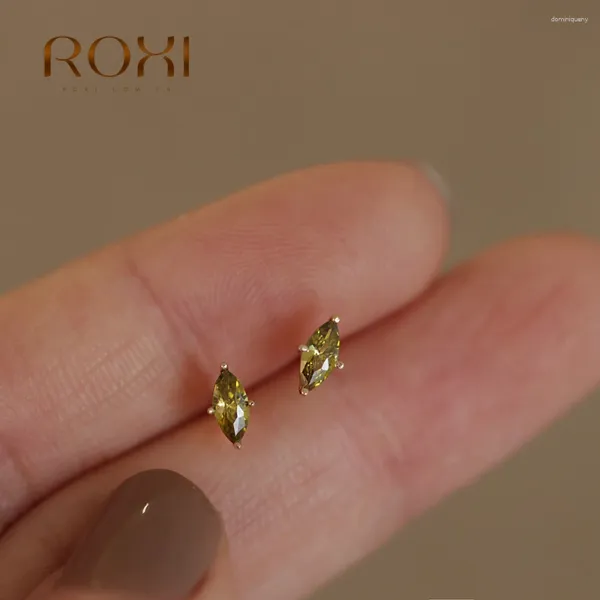 Brincos ROXI 1 par de cristal verde oliva/rosa para mulheres 925 prata esterlina piercing joias pendientes plata