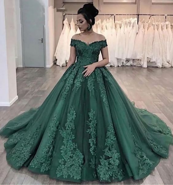 Abiti da ballo verde scuro taglie forti Abito da sera Party Cerniera formale Allacciatura Nuovo personalizzato A Line Senza maniche con spalle scoperte Applique Tulle